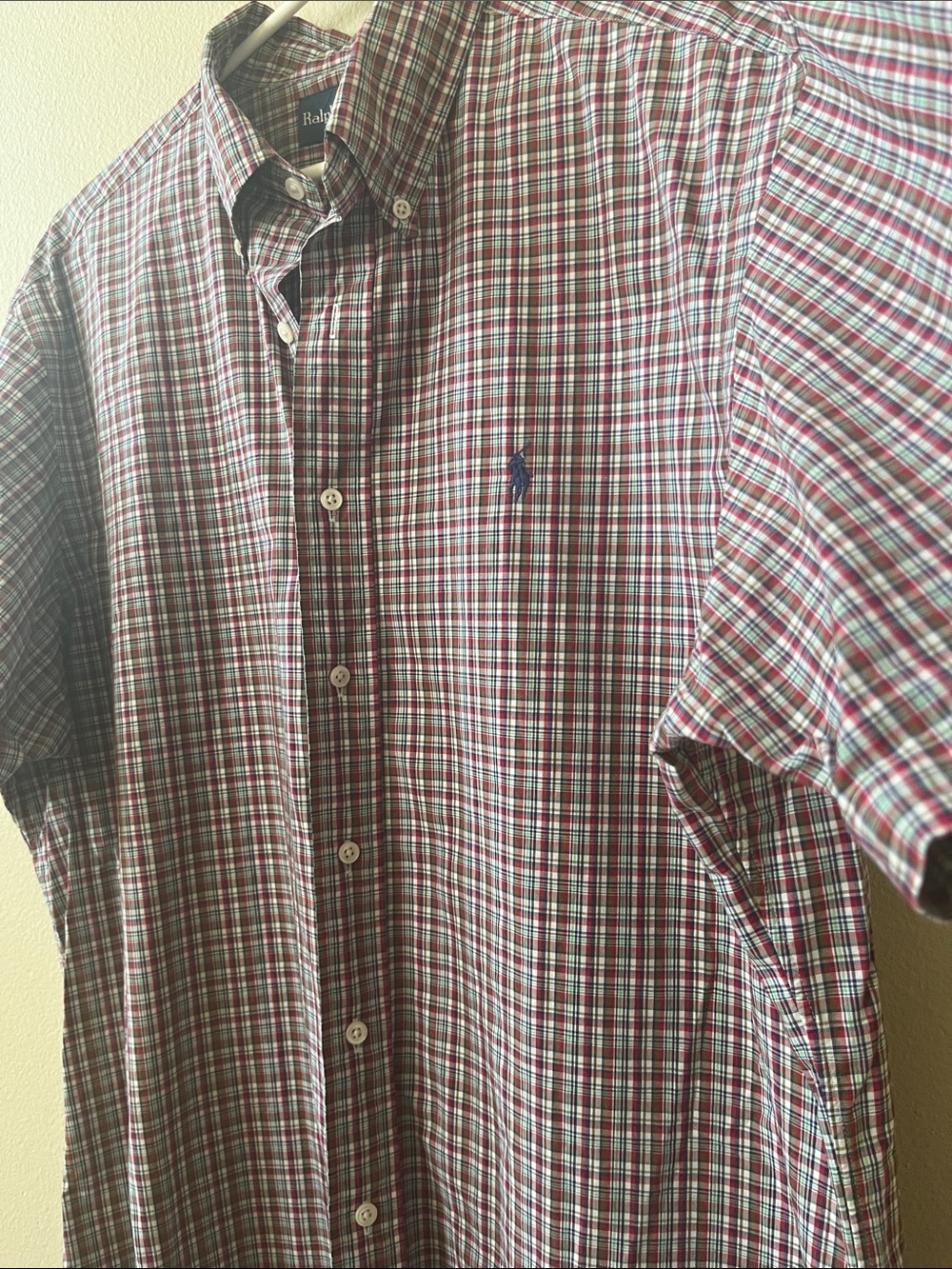 XL Ralph Lauren Red Navy Green Plaid Button-Down Shirt 90s quality mens buttonup - Picture 2 of 10